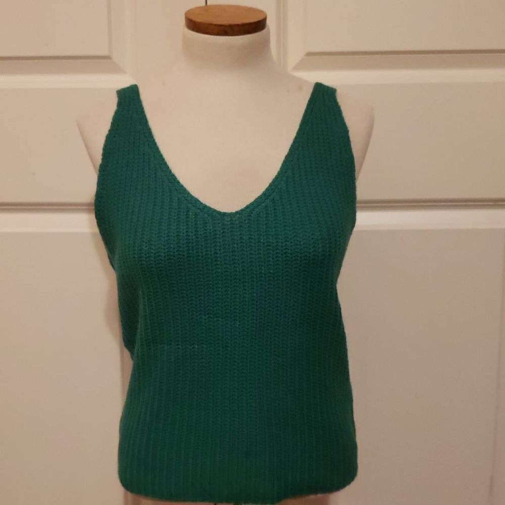 RD Style Brackett Sweater Tank Green Festival Knit Size Large NEW